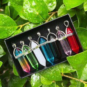 Elevate your jewelry collection with this 7-piece hexagonal crystal pendant set